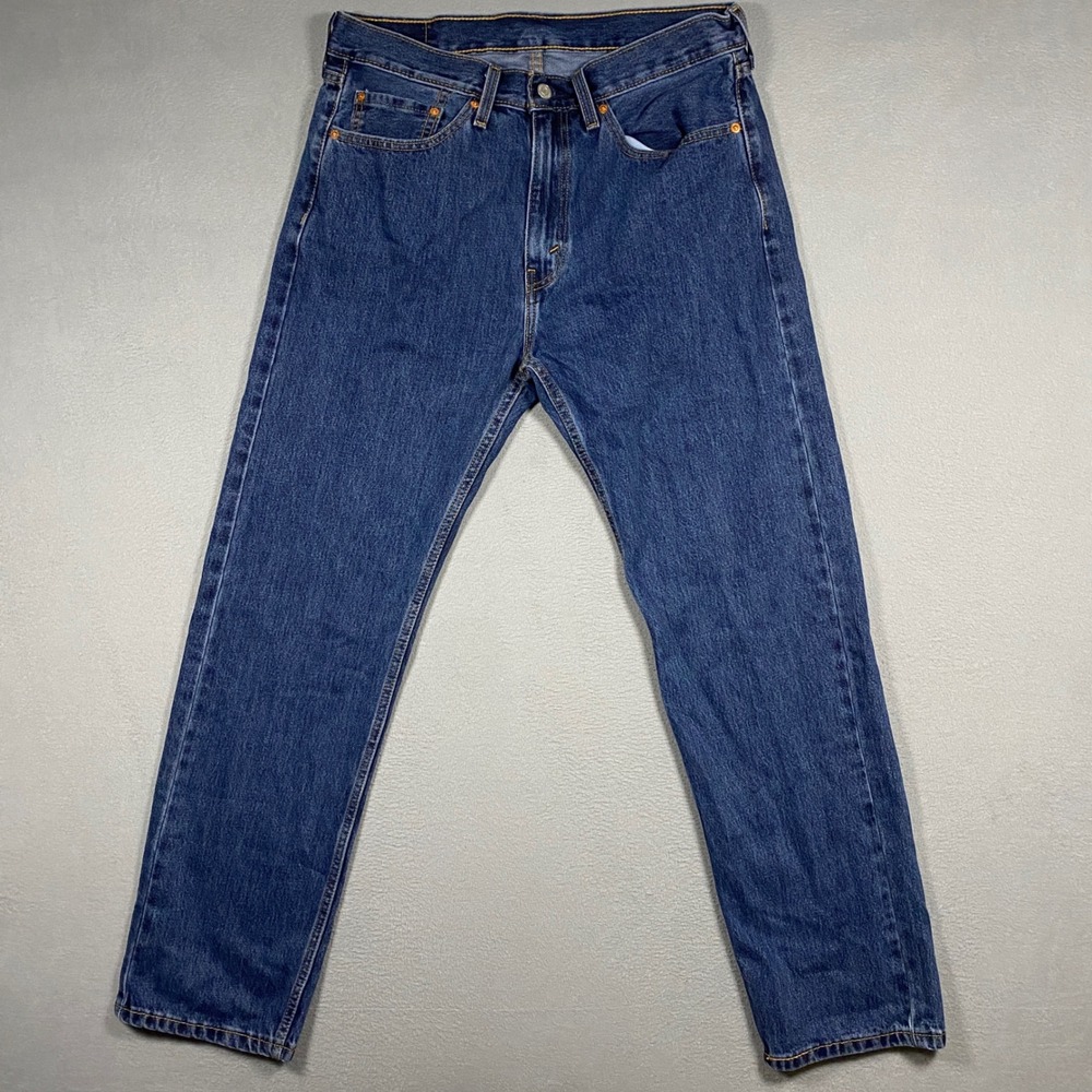 Levi's 505 Regular Fit Jeans Mens 35x32 Blue Medium Wash Straight Leg Denim